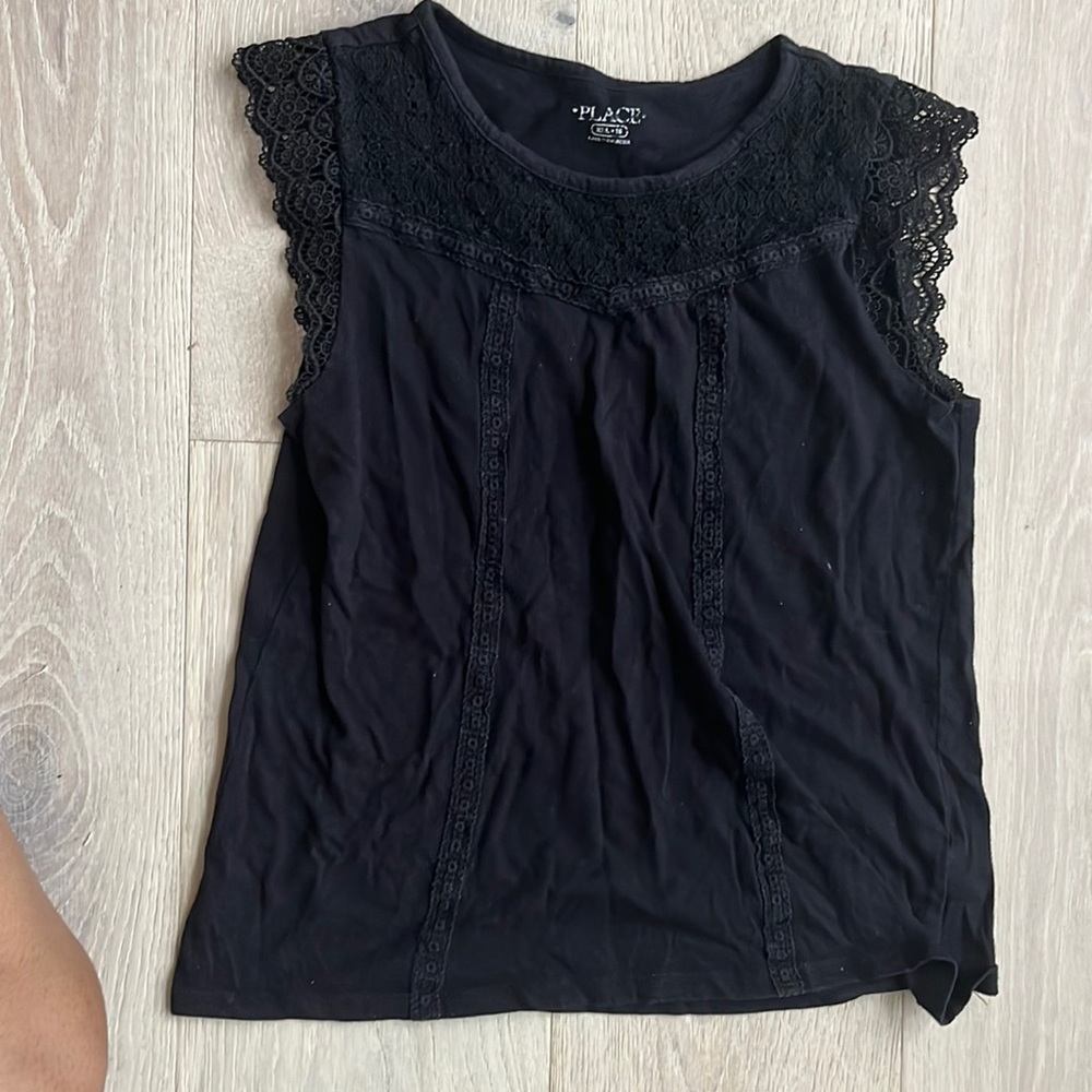 Black T Shirt with Frils